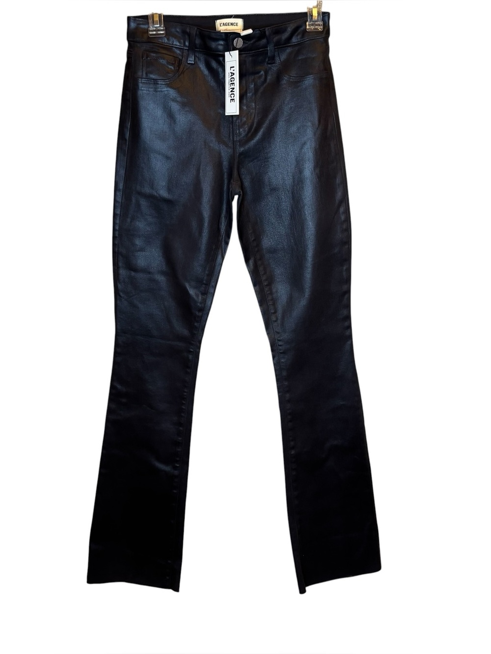 NWT L’Agence Ruth Hi Rise Straight Leg Demi Flare Jeans Sz 27 Gray Coated NEW